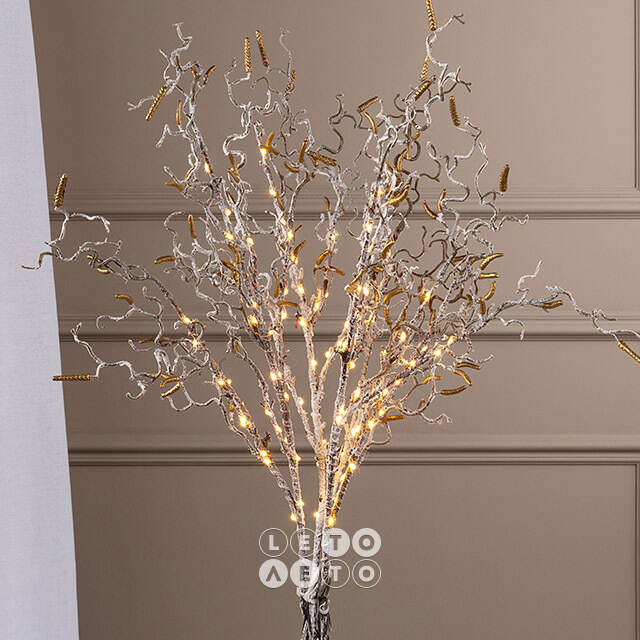Набор светящихся веток Sparkling Hazel 75 см, 90 теплых белых LED ламп, 3 шт, IP44 Kaemingk