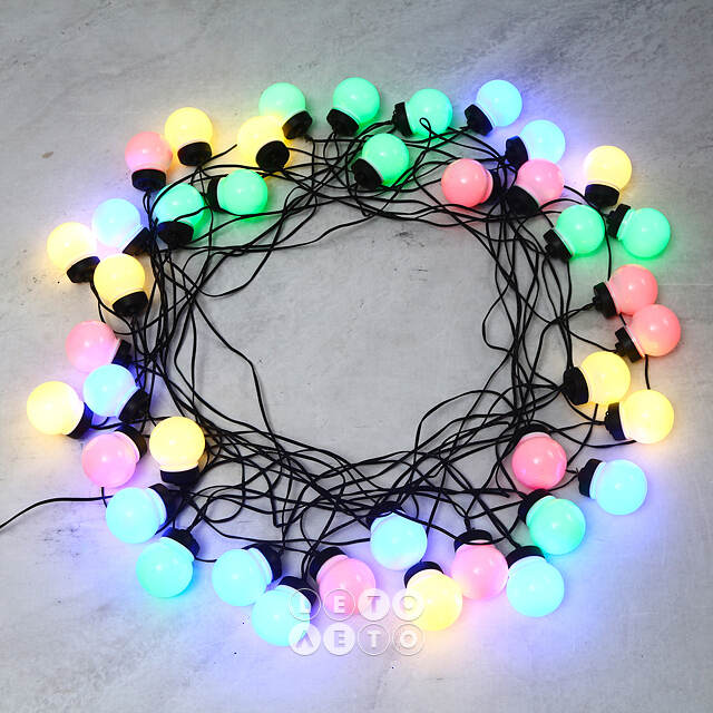 Гирлянда из лампочек Мона 40 ламп, разноцветные LED, 19.5 м, черный ПВХ, IP44 Kaemingk