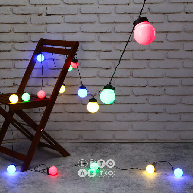 Гирлянда из лампочек Мона 40 ламп, разноцветные LED, 19.5 м, черный ПВХ, IP44 Kaemingk