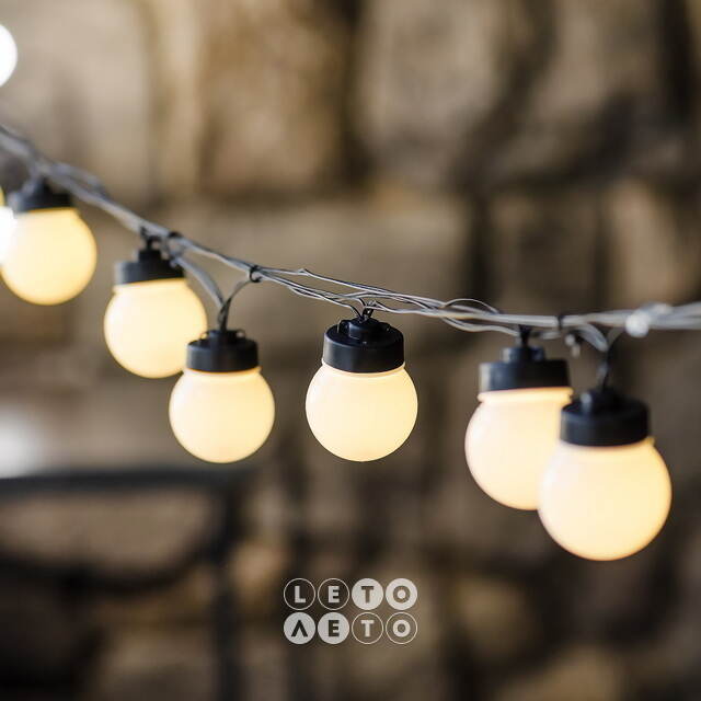Гирлянда из лампочек Мона 20 ламп, теплые белые LED, 9.5 м, черный ПВХ, IP44 Kaemingk
