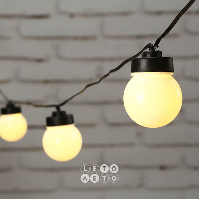 Гирлянда из лампочек Мона 20 ламп, теплые белые LED, 9.5 м, черный ПВХ, IP44 Kaemingk