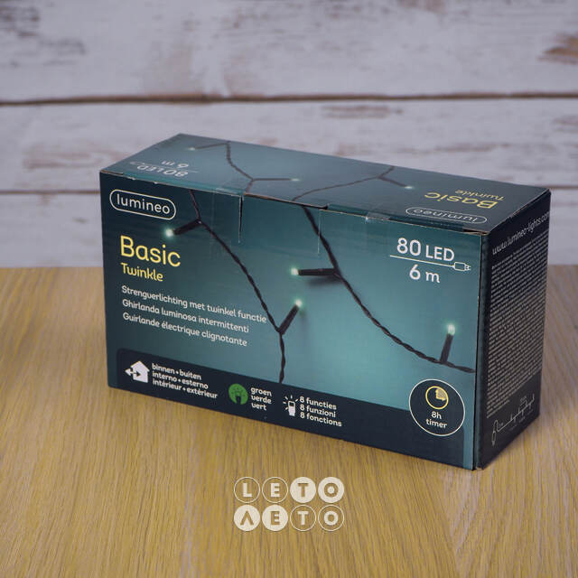 Светодиодная гирлянда Объемная 80 зеленых LED ламп 6 м, черный ПВХ, контроллер, таймер, IP44 Kaemingk