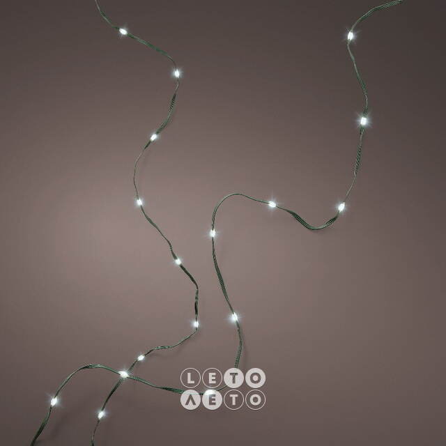 Светодиодная гирлянда Роса Micro Flex 27 м, 360 холодных белых LED, зеленый провод, контроллер, IP44 Kaemingk