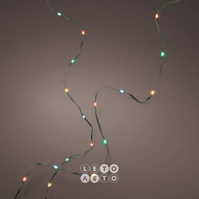 Светодиодная гирлянда Роса Micro Flex 27 м, 360 разноцветных LED, зеленый провод, контроллер, IP44 Kaemingk