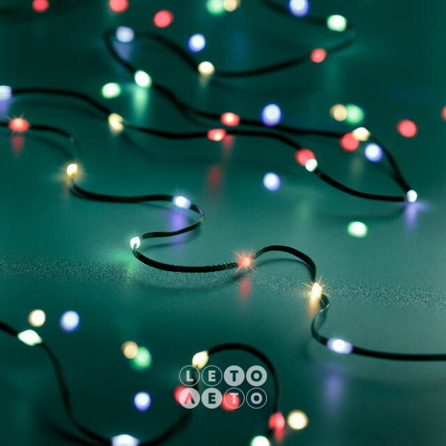 Светодиодная гирлянда Роса Micro Flex 27 м, 360 разноцветных LED, зеленый провод, контроллер, IP44 Kaemingk