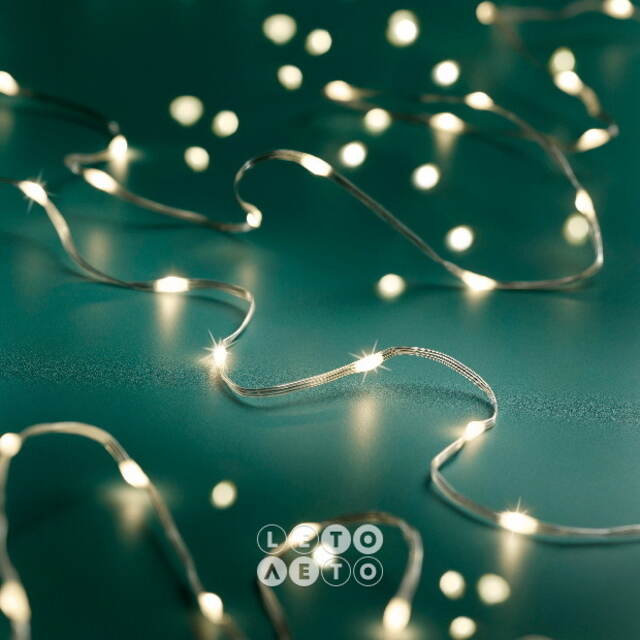 Светодиодная гирлянда Роса Micro Flex 13.5 м, 180 теплых белых LED, серебряный провод, контроллер, IP44 Kaemingk
