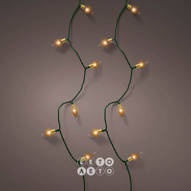 Светодиодная гирлянда Vintage Lights 12 м, 120 теплых белых LED ламп, зеленый ПВХ, контроллер, таймер, IP20 Kaemingk