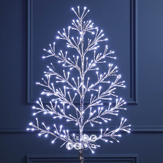 Светодиодное дерево Lausanne Silver 108 см, 230 холодных белых LED ламп с мерцанием, IP44 Kaemingk