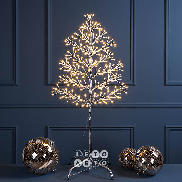Светодиодное дерево Lausanne Silver 108 см, 230 теплых белых LED ламп с мерцанием, IP44 Kaemingk