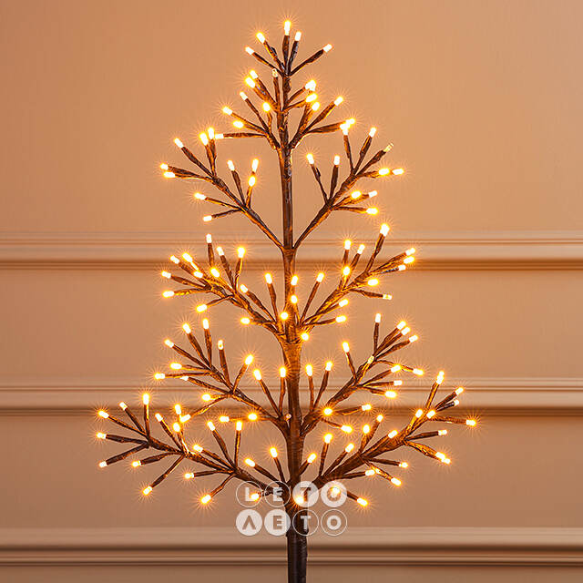 Светодиодное дерево Lausanne Black 78 см, 140 экстра теплых белых LED ламп с мерцанием, IP44 Kaemingk