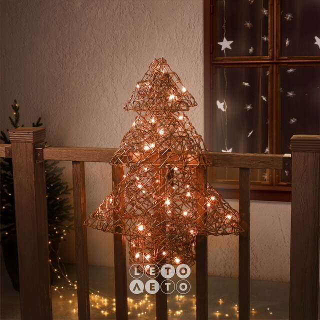 Светодиодное украшение Balcony Lights - Елочка 80 см, 72 теплые белые LED лампы, IP44 Kaemingk