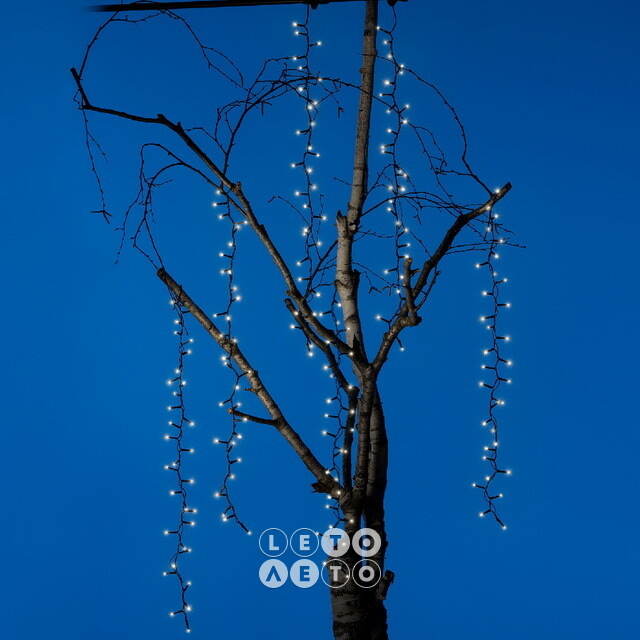 Гирлянда на дерево Каскад 80 см*6 шт, 192 теплые белые LED лампы, черный ПВХ, IP44 Kaemingk