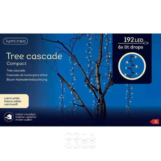 Гирлянда на дерево Каскад 80 см*6 шт, 192 теплые белые LED лампы, черный ПВХ, IP44 Kaemingk