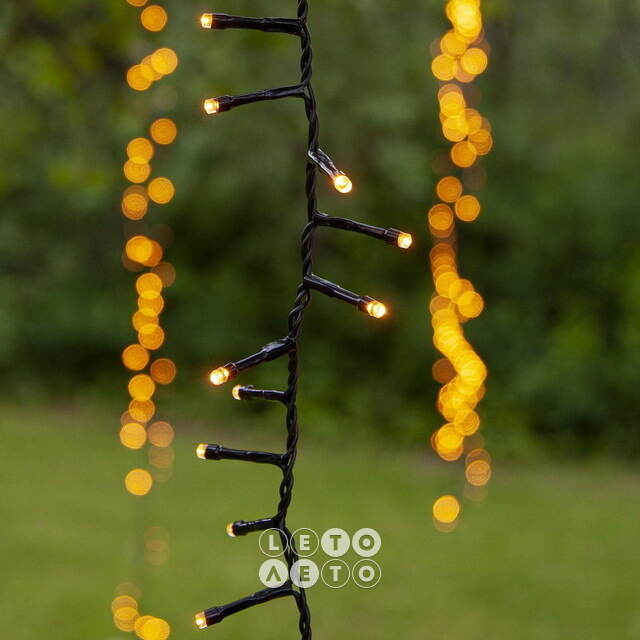 Гирлянда на дерево Каскад 80 см*6 шт, 192 теплые/экстра теплые LED лампы, черный ПВХ, IP44 Kaemingk