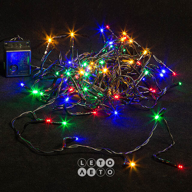 Светодиодная гирлянда Объемная 80 разноцветных LED ламп 6 м, черный ПВХ, контроллер, IP44 Kaemingk