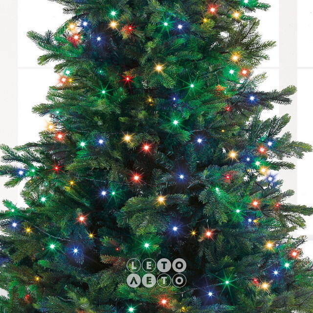 Светодиодная гирлянда нить Объемная 36 м, 480 разноцветных LED ламп, черный ПВХ, контроллер, IP44 Kaemingk
