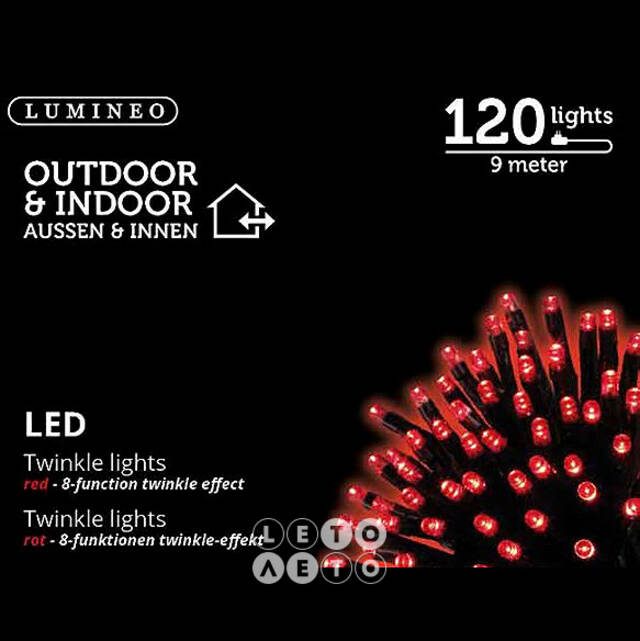Светодиодная гирлянда Объемная 120 красных LED ламп 9 м, черный ПВХ, контроллер, IP44 Kaemingk