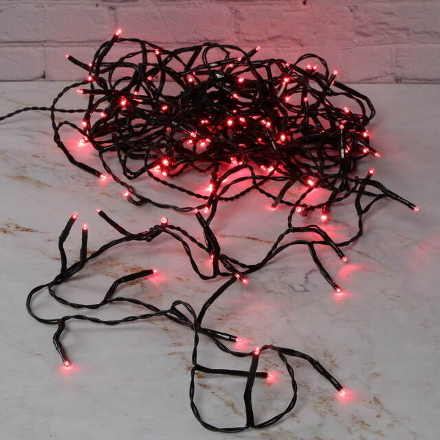 Светодиодная гирлянда Объемная 120 красных LED ламп 9 м, черный ПВХ, контроллер, IP44 Kaemingk