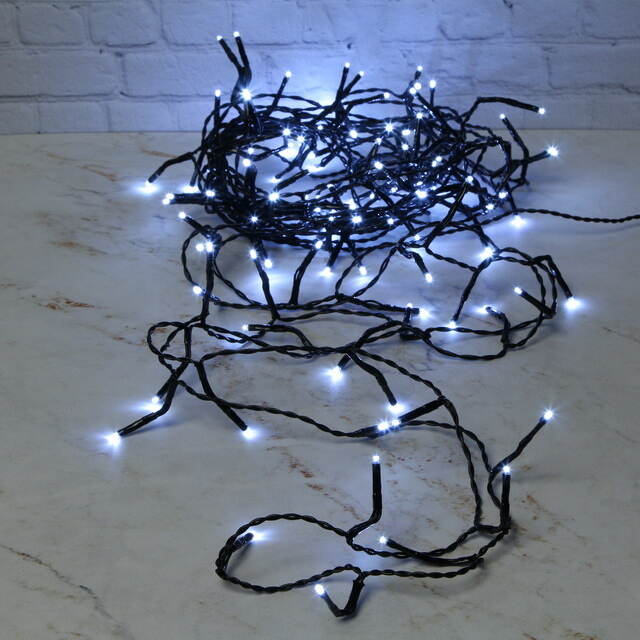 Светодиодная гирлянда Объемная 80 холодных белых LED ламп 6 м, черный ПВХ, контроллер, IP44 Kaemingk