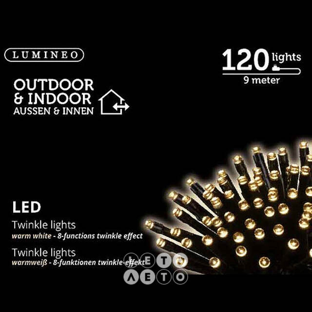 Светодиодная гирлянда Объемная 120 теплых белых LED ламп 9 м, черный ПВХ, контроллер, IP44 Kaemingk