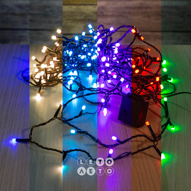 Светодиодная гирлянда нить Объемная 180 разноцветных RGB LED ламп 13.5 м, черный ПВХ, таймер, IP44 Kaemingk