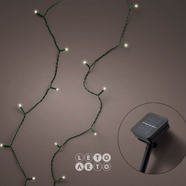 Гирлянда на солнечной батарее Lumineo Solar 9.9 м, 100 теплых белых LED ламп, черный ПВХ, контроллер, IP44 Kaemingk