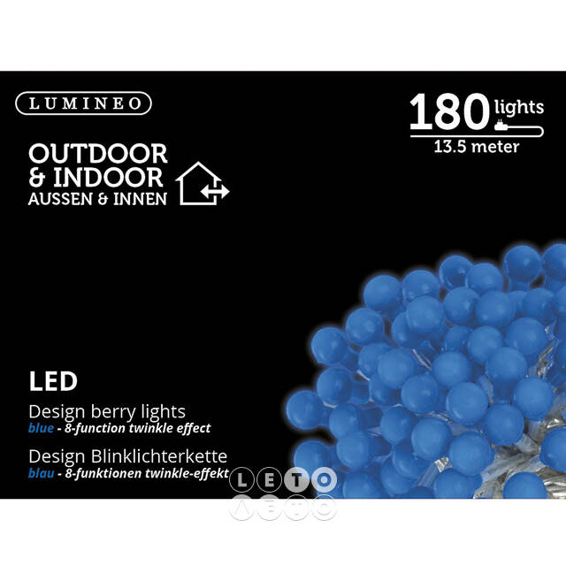 Светодиодная гирлянда Cherry Design 13.5 м, 180 синих LED ламп, прозрачный ПВХ, пульт управления, контроллер, IP44 Kaemingk