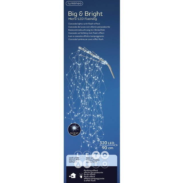 Светодиодное украшение - лиана Lustre Otto 140 см, 720 холодных белых Big&Bright LED ламп с мерцанием, IP44 Kaemingk