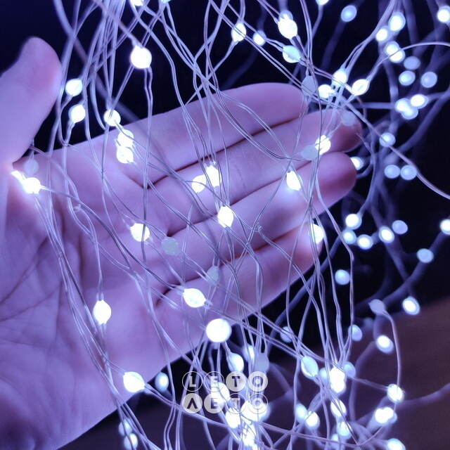 Светодиодное украшение - лиана Lustre Otto 140 см, 720 холодных белых Big&Bright LED ламп с мерцанием, IP44 Kaemingk
