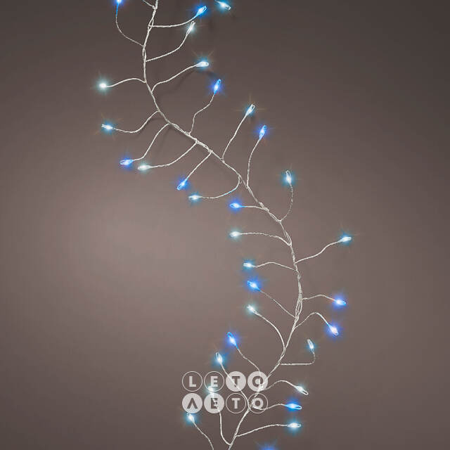 Светодиодная гирлянда Роса Lumineo Snake 12 м, 960 зеленых/белых/голубых микро LED, серебряная проволока, контроллер, IP44 Kaemingk