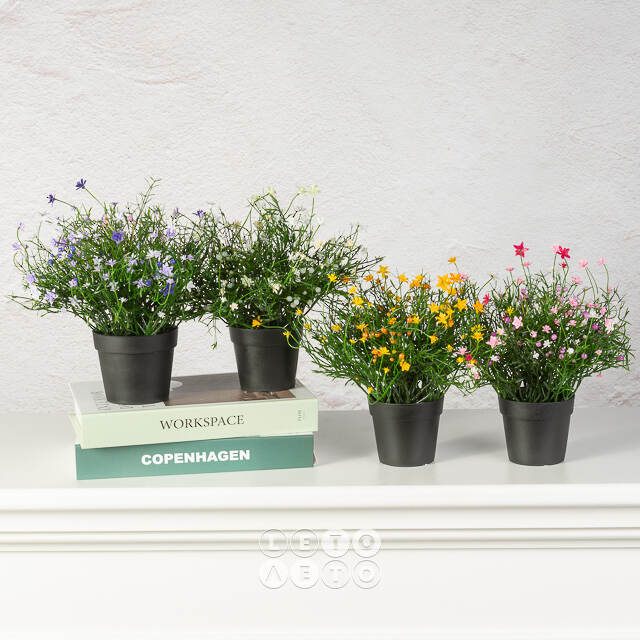 Искусственный цветок в горшке Хатиора 25 см, белый Summer Deco