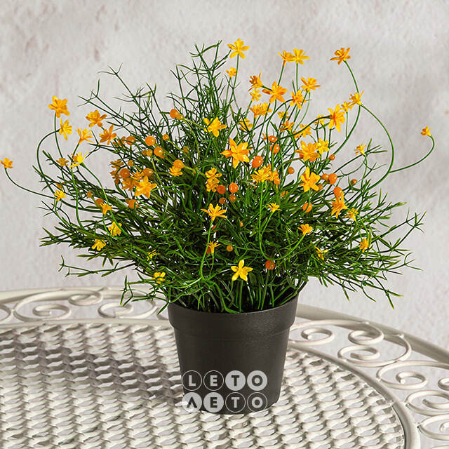 Искусственный цветок в горшке Хатиора 25 см, желтый Summer Deco