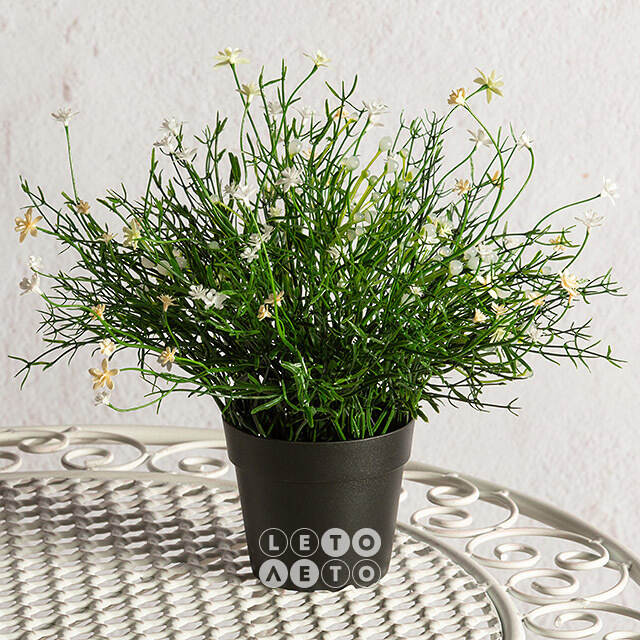 Искусственный цветок в горшке Хатиора 25 см, белый Summer Deco