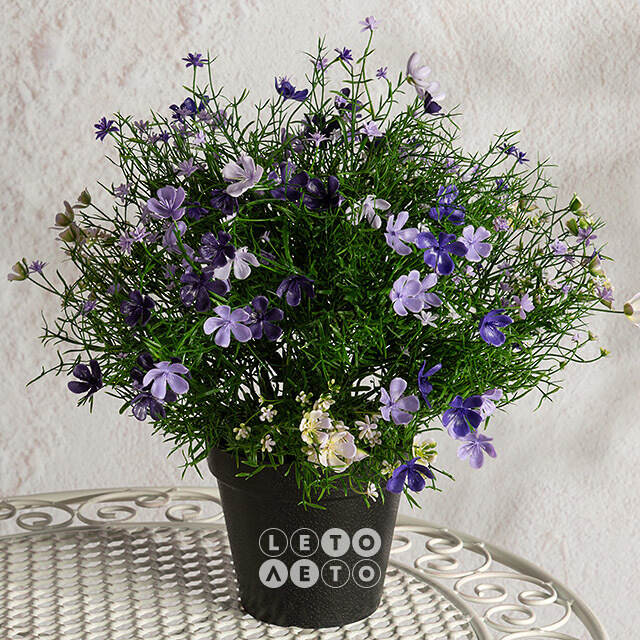 Искусственный цветок в горшке Лобелия 36 см, фиолетовый Summer Deco