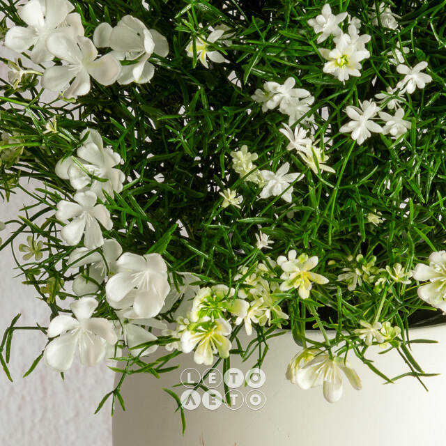 Искусственный цветок в горшке Лобелия 36 см, белый Summer Deco
