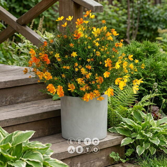 Искусственный цветок в горшке Лобелия 36 см, желтый Summer Deco