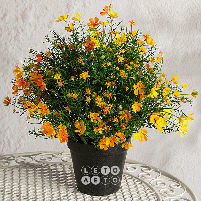 Искусственный цветок в горшке Лобелия 36 см, желтый Summer Deco