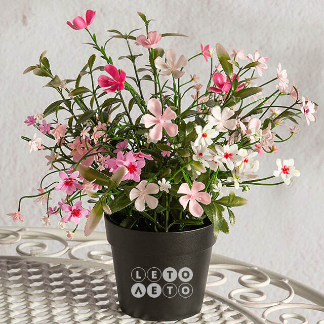 Искусственный цветок в горшке Жасмин 31 см розовый Summer Deco