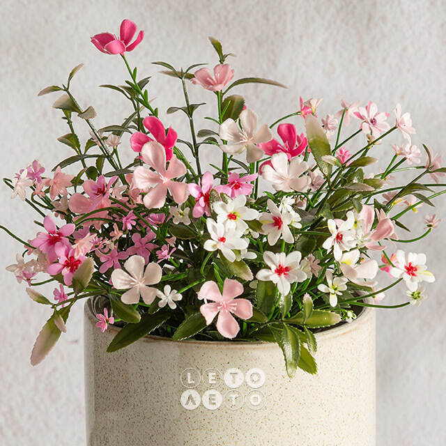 Искусственный цветок в горшке Жасмин 31 см розовый Summer Deco