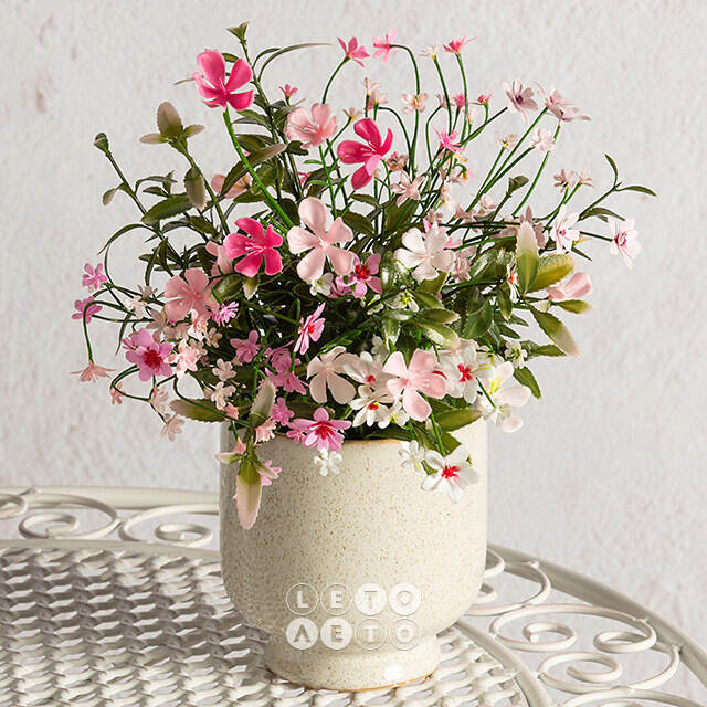 Искусственный цветок в горшке Жасмин 31 см розовый Summer Deco