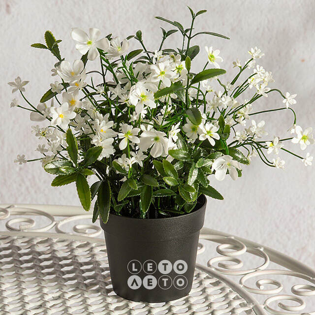 Искусственный цветок в горшке Жасмин 31 см белый Summer Deco