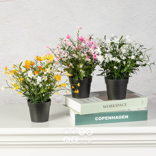 Искусственный цветок в горшке Жасмин 31 см белый Summer Deco