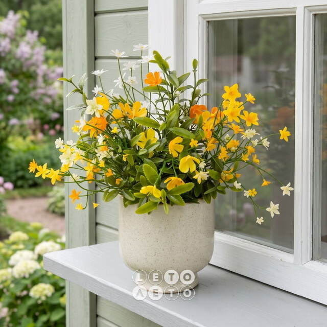 Искусственное растение в горшке Беверли - Солнечные луга 31 см Summer Deco