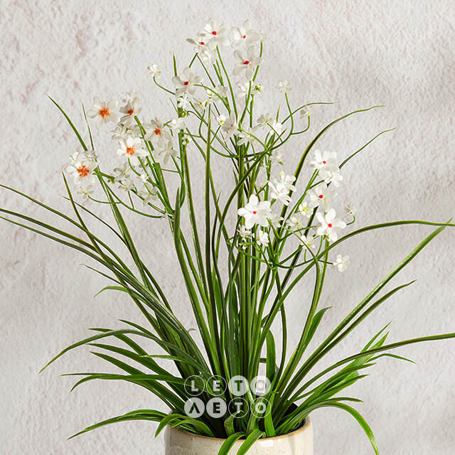 Искусственный цветок в горшке Таллинум 38 см белый Summer Deco