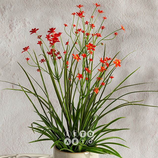 Искусственный цветок в горшке Таллинум 38 см красный Summer Deco