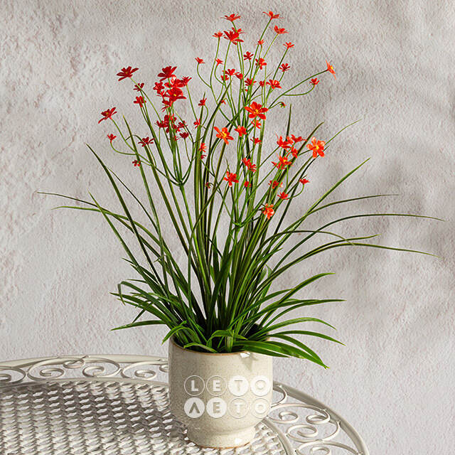 Искусственный цветок в горшке Таллинум 38 см красный Summer Deco