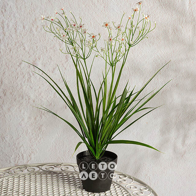 Искусственный цветок в горшке Таллинум 51 см белый Summer Deco