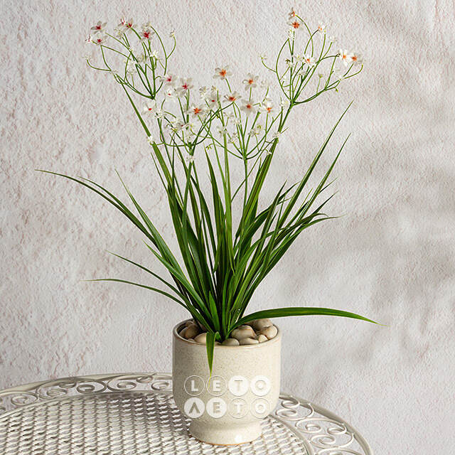 Искусственный цветок в горшке Таллинум 51 см белый Summer Deco