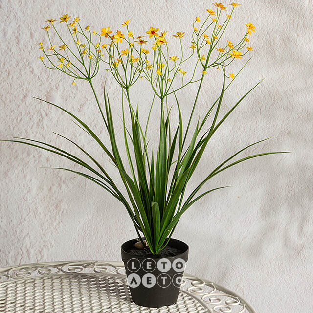 Искусственный цветок в горшке Таллинум 51 см желтый Summer Deco