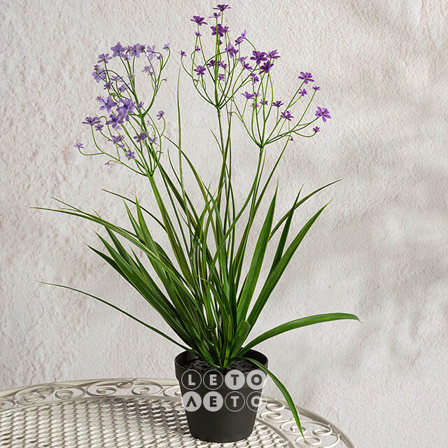 Искусственный цветок в горшке Таллинум 51 см сиреневый Summer Deco